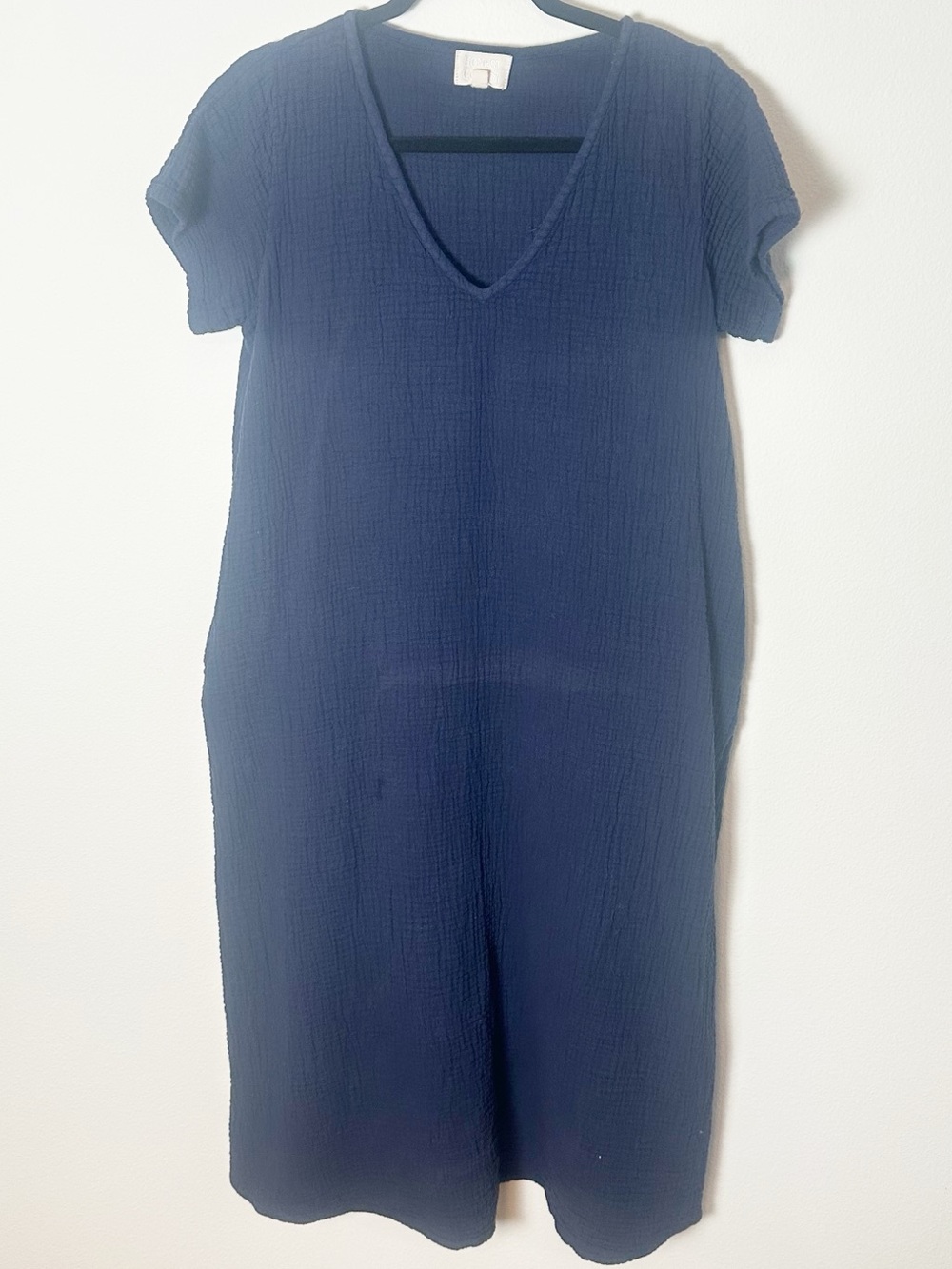 Honest Cotton Long Gwyn Dress Navy Blue Cotton Gauze Small / Medium